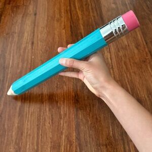 🌟FREE🌟 Jumbo Wooden Pencil Eraser Toy Accent Decor Kids Writing Blue Novelty